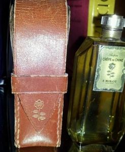 Crepe de Chine RARE collectors perfume bottle original leather case vintage 1925
